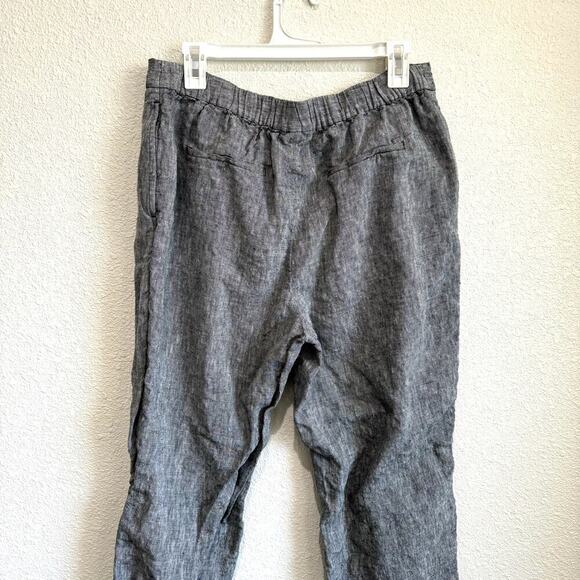 Chico's Women's Large 100% Linen Gray Pull on Pants Cropped Coastal Lagenlook - Picture 7 of 9